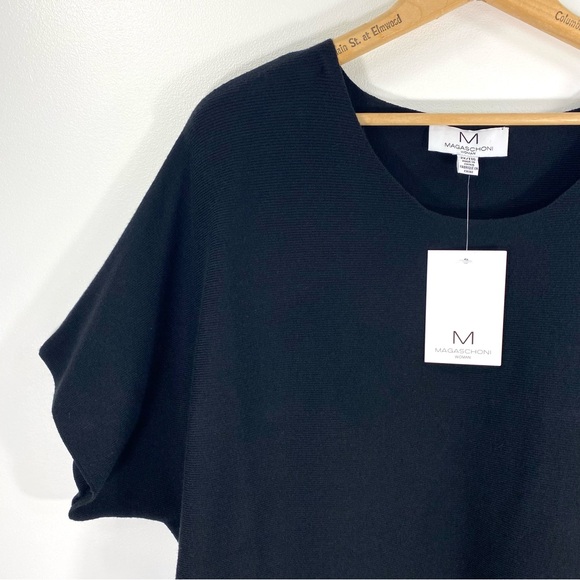Magaschoni Black Dolman Short Sleeve Crew Scoop Neck Year Round Soft Sweater 2X - Picture 2 of 10